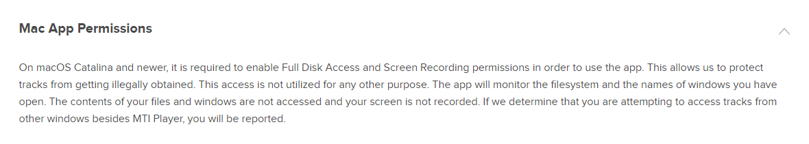 MTI's FAQ: "security features"
